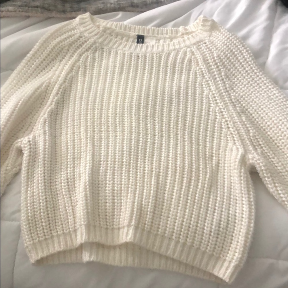 white crop sweater
